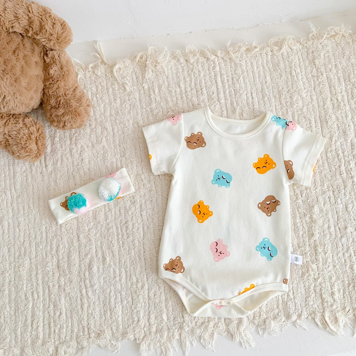 

Summer Baby Cute Clothes New Born Short Sleeve Bodysuit for Infant One Piece Cotton Jumpsuit Cartoon Bear Newborn Romper Clothes