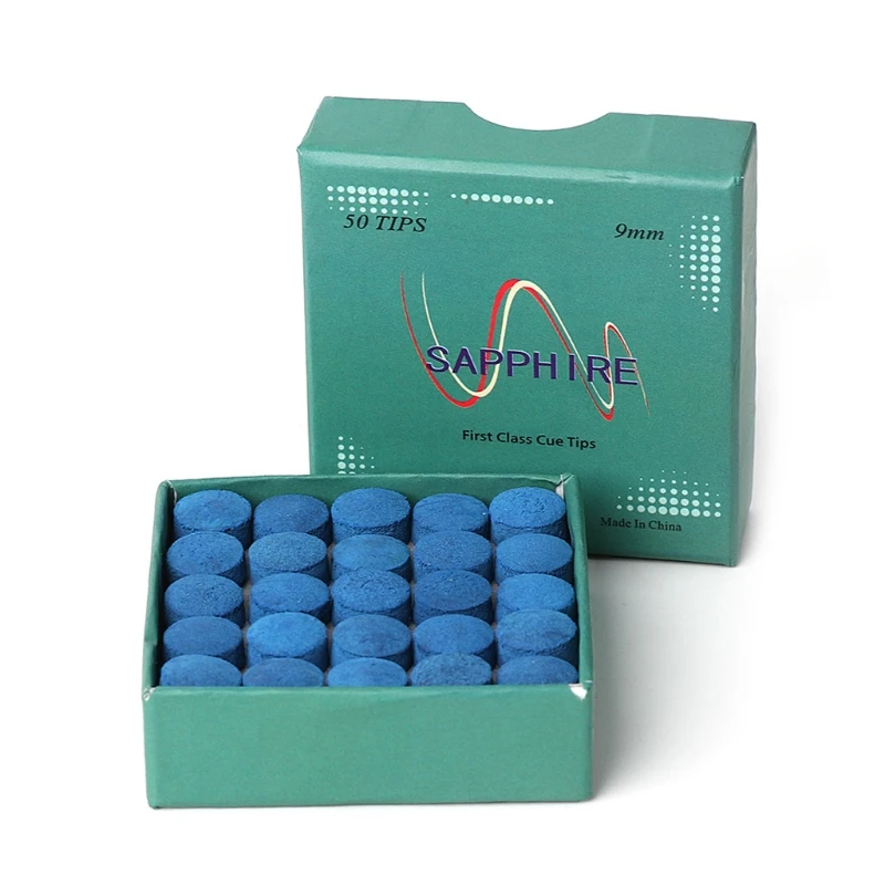 50Pcs Pool Cue Tips Billiard Cue Stick Replacement Tips with Storage Box Snooker Pool Cues Blue for Cues
