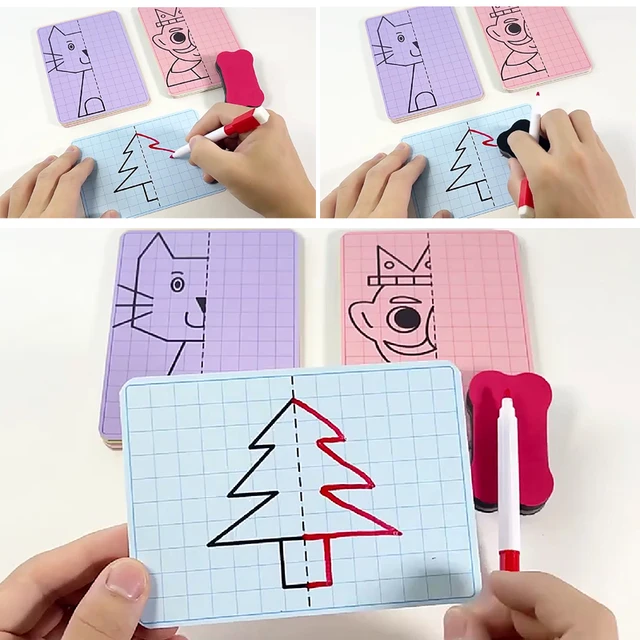 Cute Cartoon Lattice Symmetrical Drawing Toys Fine Motor Skill Write & Wipe Pen Control Children's Novelty Learning Boards Toys 2