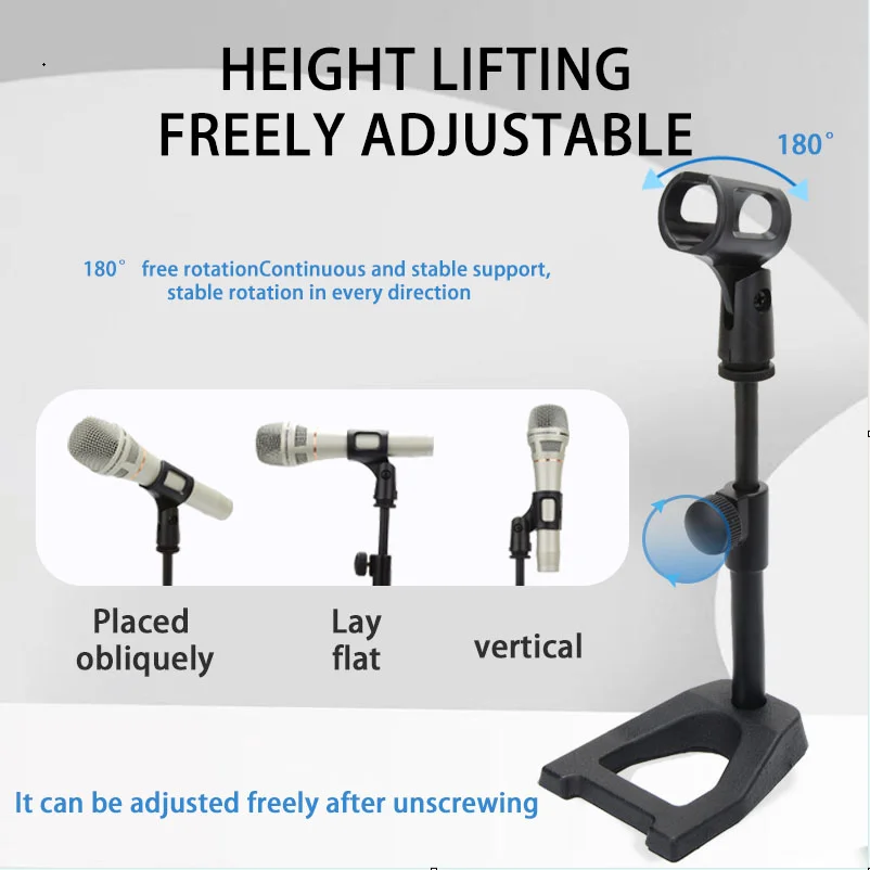Desktop microphone stand adjustable 3/8-inch screw retractable microphone stand, for live singing、 entertainment live streaming