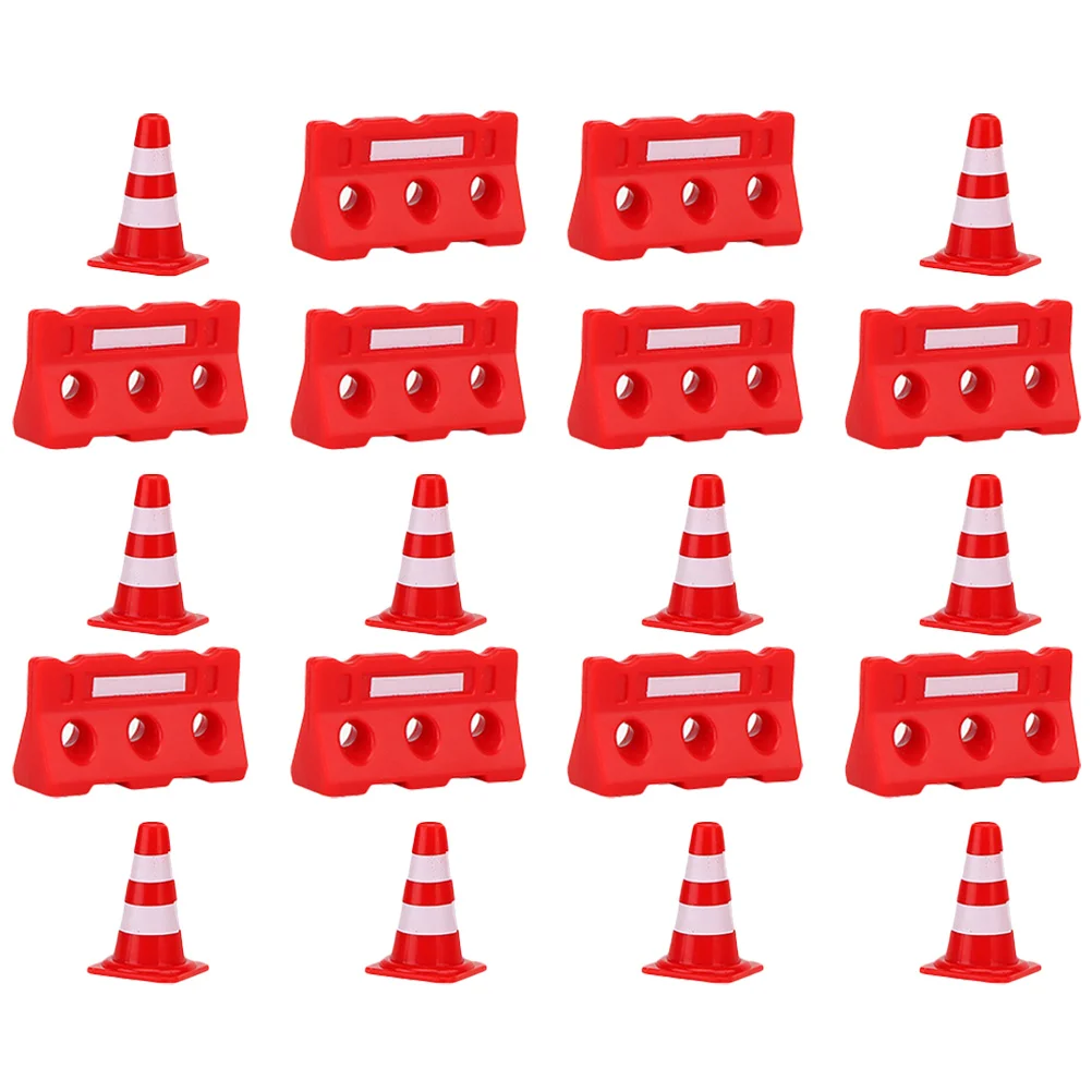 20 Pcs Roadblock Simulation Props Toy's for Kids Miniature Traffic Fences Cone Children's Toys Models Plastic Cones