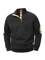 Pull décontracté pour hommes, col montant boutonné, manteaux Polo Henley, manches longues, col montant, sweat-shirt pour le Sport, printemps automne 6