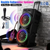 Loud Boombox Bluetooth Speaker Double Subwoofer Deep Bass RGB Lights Support USB/TF/AUX/FM/BT/MIC Playtime for Outdoor Party KTV