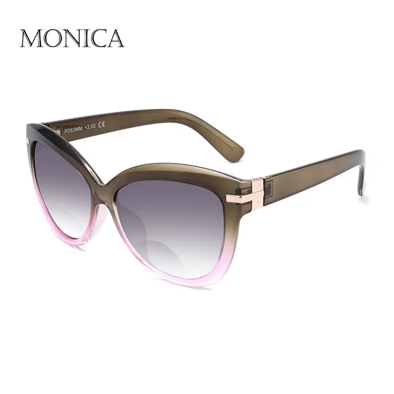 Gafas de sol polarizadas para mujer, lentes de lectura bifocales de lujo, Ojo de gato, dioptrías + 1,0 a + 3,0
