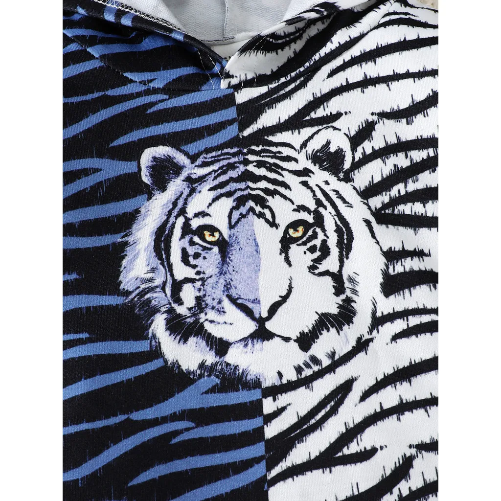 0-3 Years Toddler Boy Sweatshirt Jacket Tiger Pattern Long Sleeved Hoodie Top Fashion Style Infant Boy Daily Wear Spring Clothes