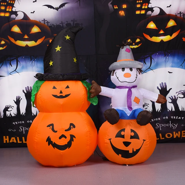 New LED Halloween Toy Ghost Ghost Sitting on Scary Pumpkin Head Indoor and Outdoor Decoration Halloween Inflatable Model 2