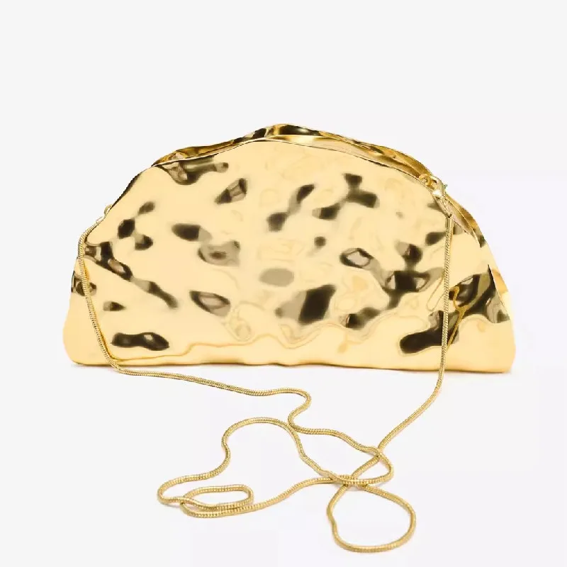 NEW Acrylic Shell Shape Clutch Bag Gold Women Evening Party Cute Metal Shiny Purse Handbag 2025 Wholesale Clutch Bag