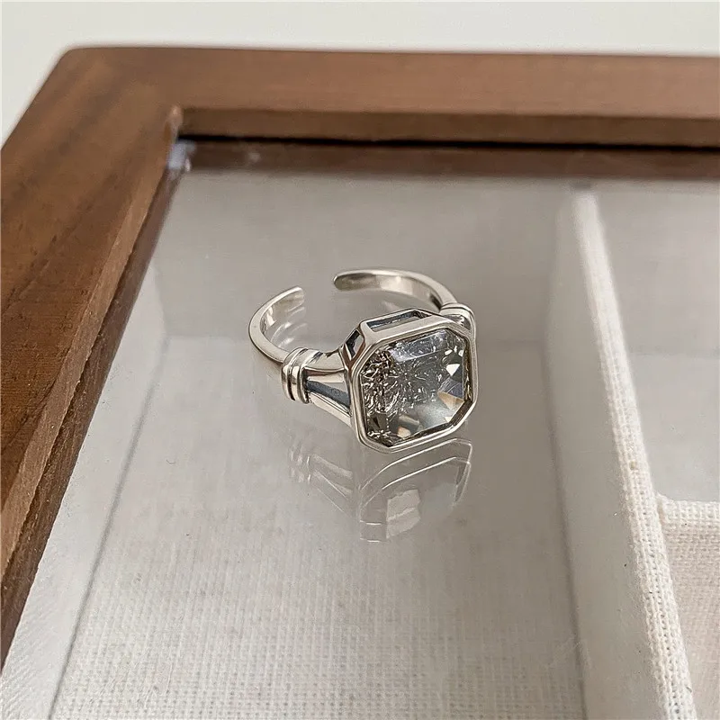 925 Sterling Silver Unique Square Stone Ring For Women Jewelry Finger ...