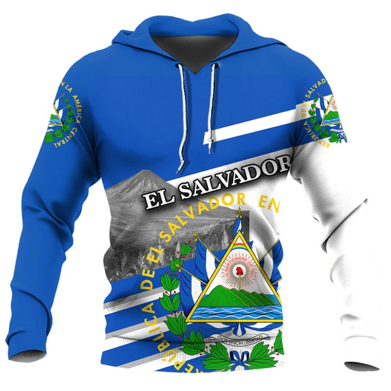 thumbnail image 1 of Sudadera con capucha estilo deportivo con emblema de El Salvador, sudaderas unisex de gran tamaño, ropa de calle informal de primavera, tops de gran tamaño, jersey 4XL, 1 of 5