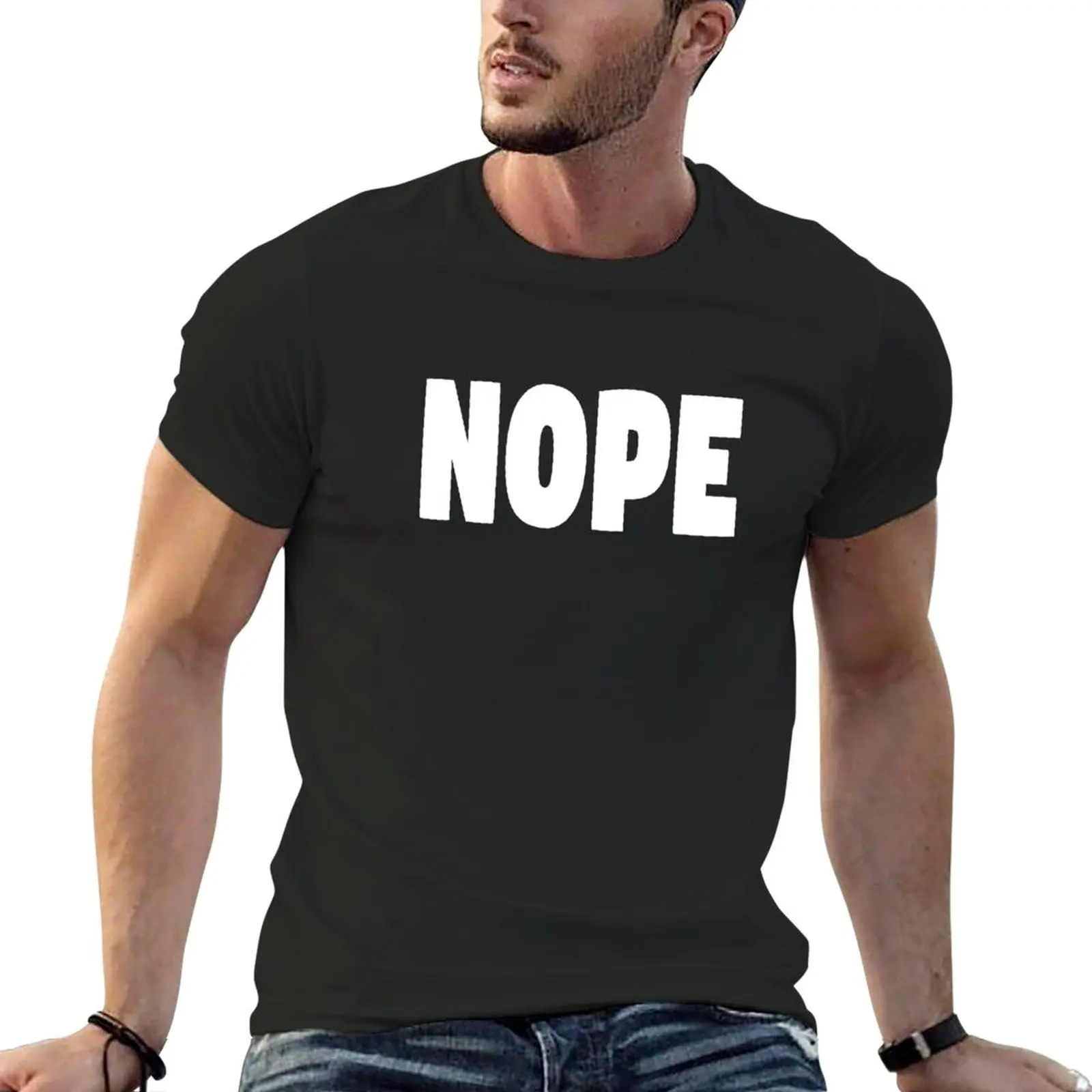 

Nope White T-Shirt Short t-shirt anime clothes men clothing