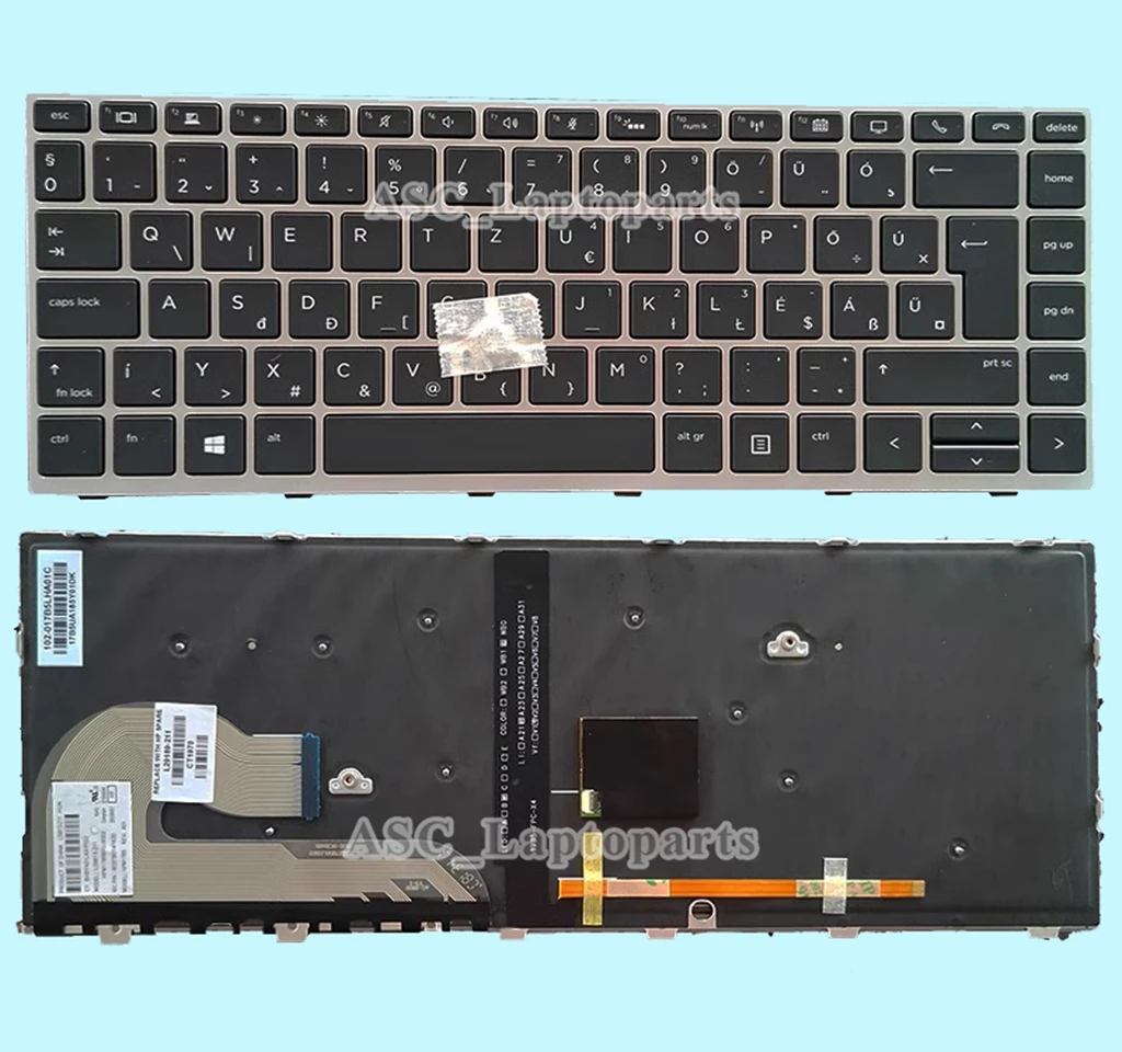Teclado Russo para hp Elitebook Moldura de Prata em Branco Retroiluminado Novo 840 g5 g6 846 g5 g6 745 g5 g6