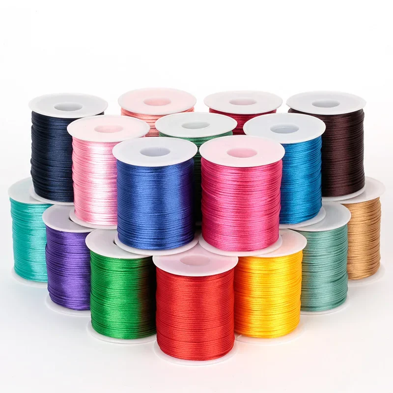 2mm 100yard Polyester Satin Rat Tail Cord Ribbon for Craft Chinese Knot Jewlery Bracelet WeddIing Home Decoration