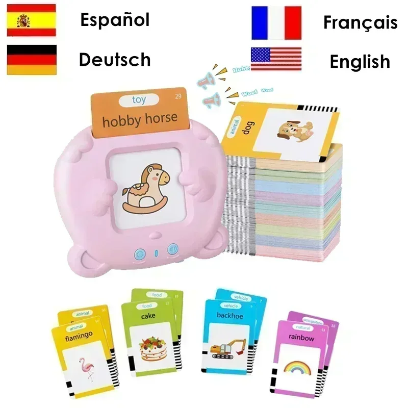 Learning Machine for Kid Talking Flash Cards Kindergarten Kids Language Electronic Audio Book LearnEnglish German Spanish French 1