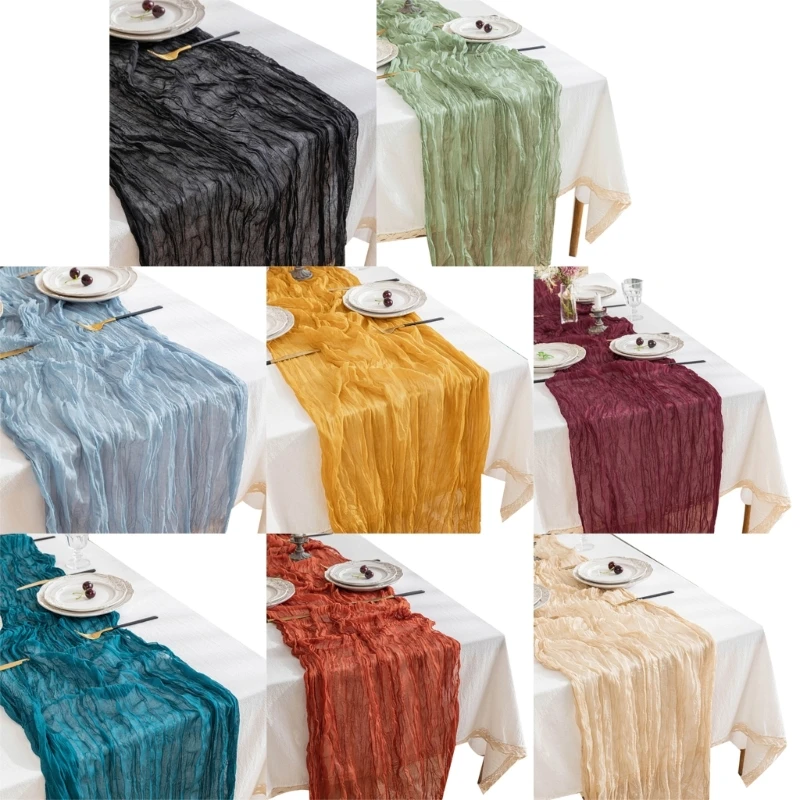 

Exquisite Ruffled Table Runner Semi-Transparent Tablecloth for Home Furnishing Wedding Bridal Shower Birthday