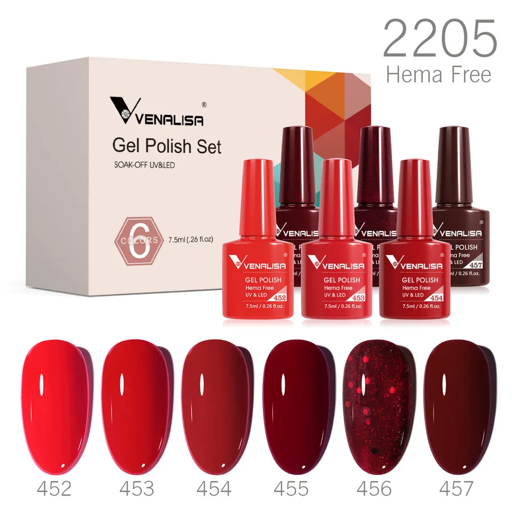 6-Piece HEMA-Free Jelly Pink Nude Gel Nail Polish Set - Soak-Off UV/LED Semi-Permanent Lacquer Collection