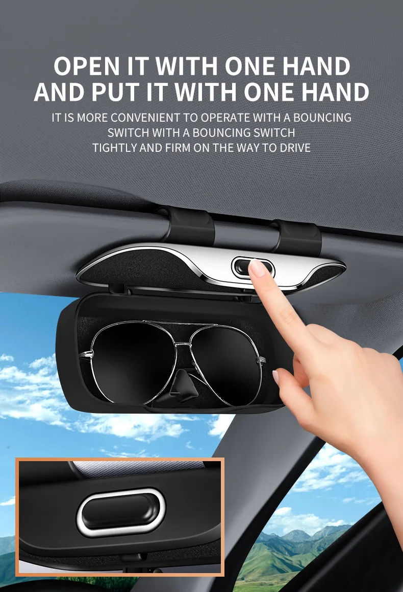Universeller Auto-Sonnenblenden- und Armaturenbrett-Brillenhalter, Einhand-Schnellclip, Kratz- und Stoßfester Brillenetui für Autoaufbewahrung – Detail 7