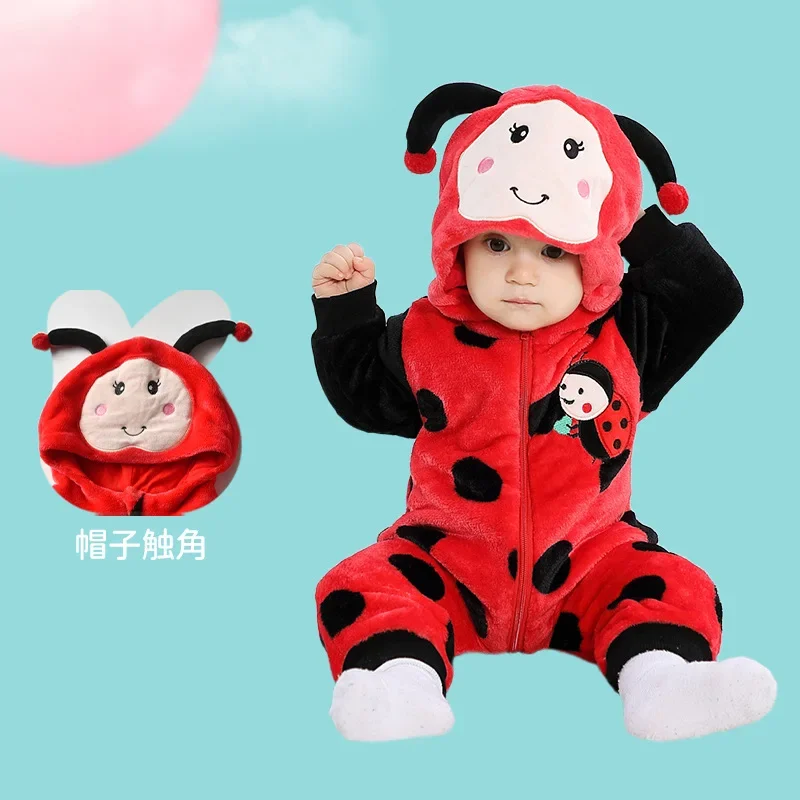 0-5Y Winter Baby Girls  Boys Clothes Romper  Infant Onesie Cartoon Lovely Bee Bodysuit Cosplay Costume Zipper Jumpsuits Pajamas 2