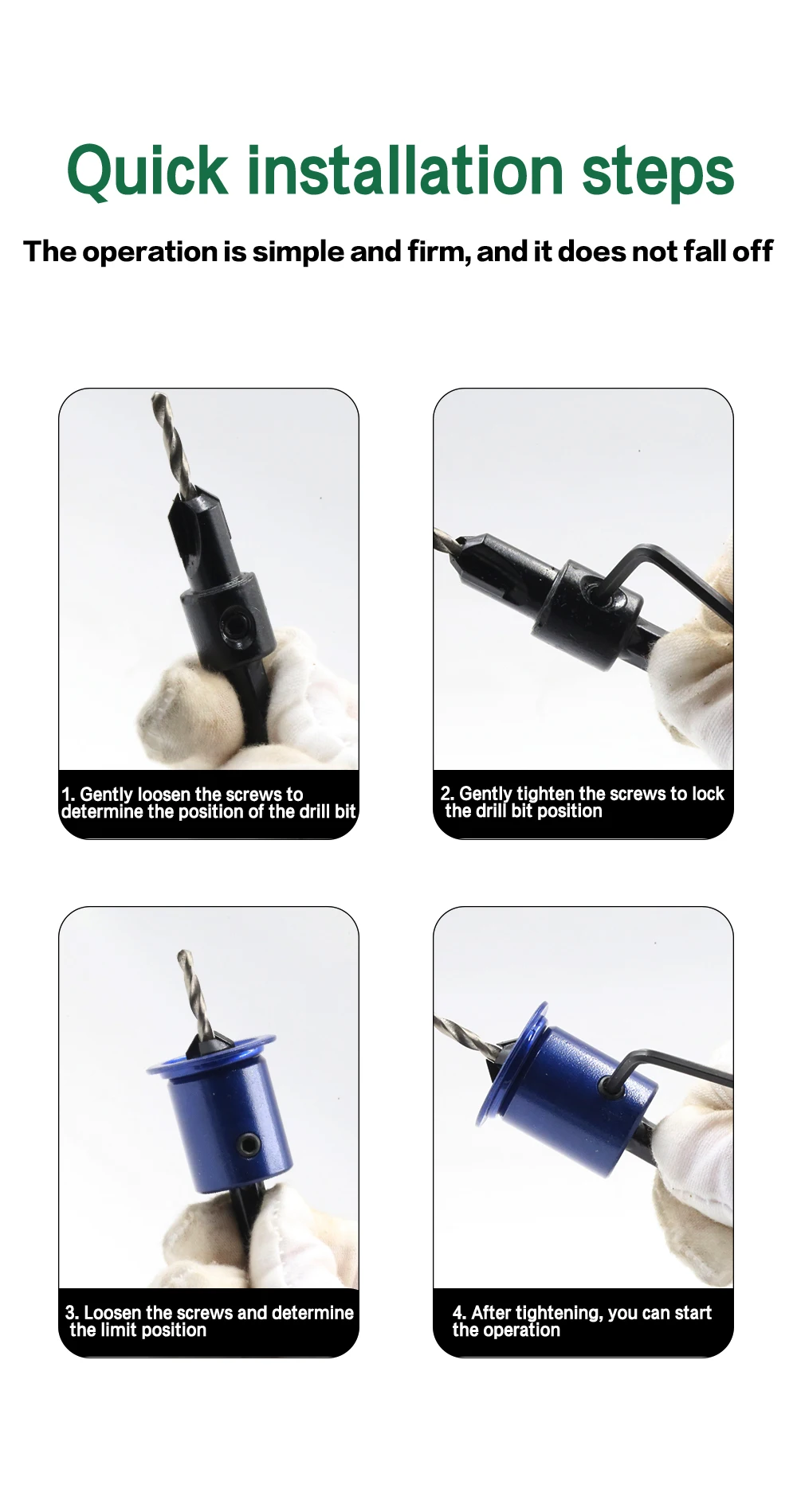 LAVIE 1pc Hex Schaft Einstellbare Begrenzung Senker Bit Router Bits Holzbearbeitung CH339H8028BL – Detail 25