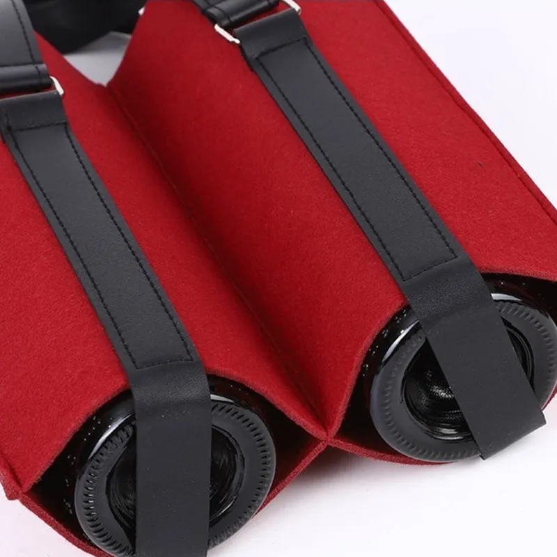 Fashion Felt Red Wine Bottle Packaging Bag Resusable Party Gift Bag With Carry Handle Wine Accessories