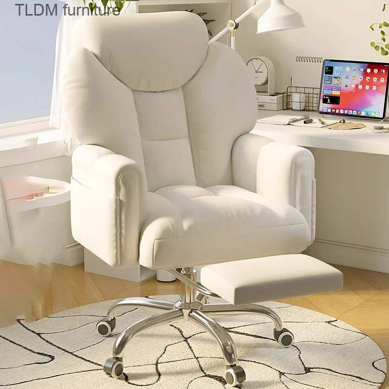 

Минималистичное стильное офисное кресло, Современная подставка для ног, поворотное мобильное игровое кресло, роскошная мебель с высокой спинкой