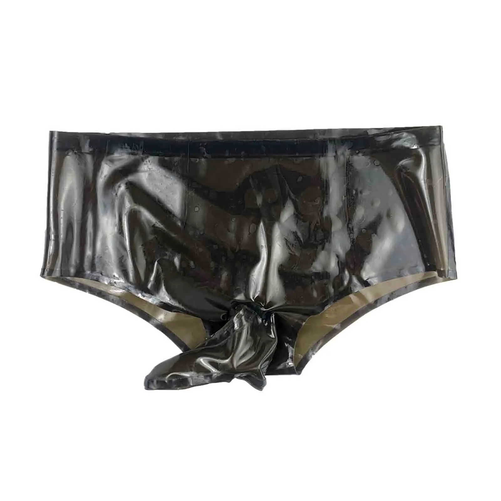 

MONNIK Latex Briefs Shorts Translucent Black and Purple Stripe with Straight 18cm Condom Underwear for Fetish Party Bodysuit