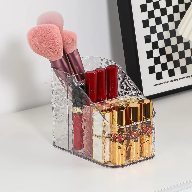 Storage Box Desktop Cosmetics Pen Holder Makeup Storage Bucket Nordic Style Transparent Trapezoidal Cosmetics Storage Rack 2
