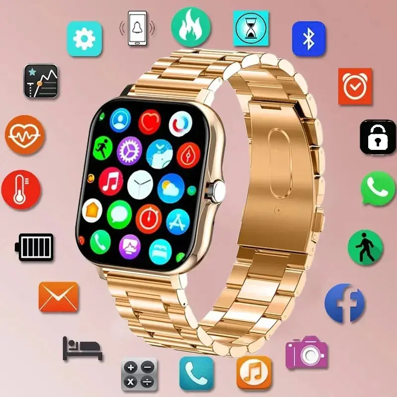 Women Gold Smart Watch Men Waterproof Bluetooth Wireless Call