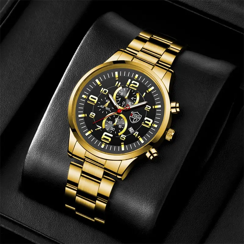 Fashion Mens Sports Watches for Men Luxury Stainless Steel Quartz Wrist Watch Calendar Luminous Clock Man Business Casual Watch - 6