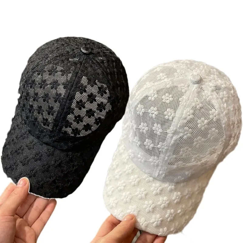 Hollow Lace Flower Baseball Cap Summer Anti UV Breathable Mesh Hats Summer Sports Caps Snapback Floral Hat Women Girls baseball cap sun hat
