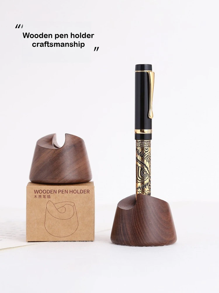 Walnut Wood Fountain Pen Holder Stand for Desk Organizer and Stationery Supplies