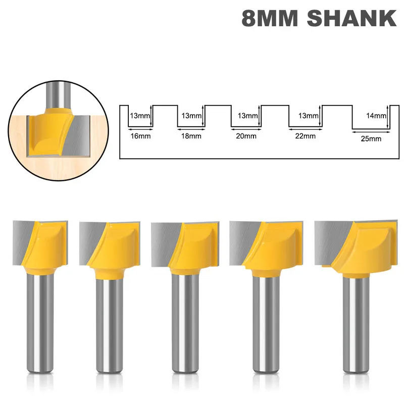 

1Pcs 8mm Shank Cleaning Bottom Router Bit For Wood Grooving Trim Milling Cutter Diameter 16-25mm Woodworking Tools