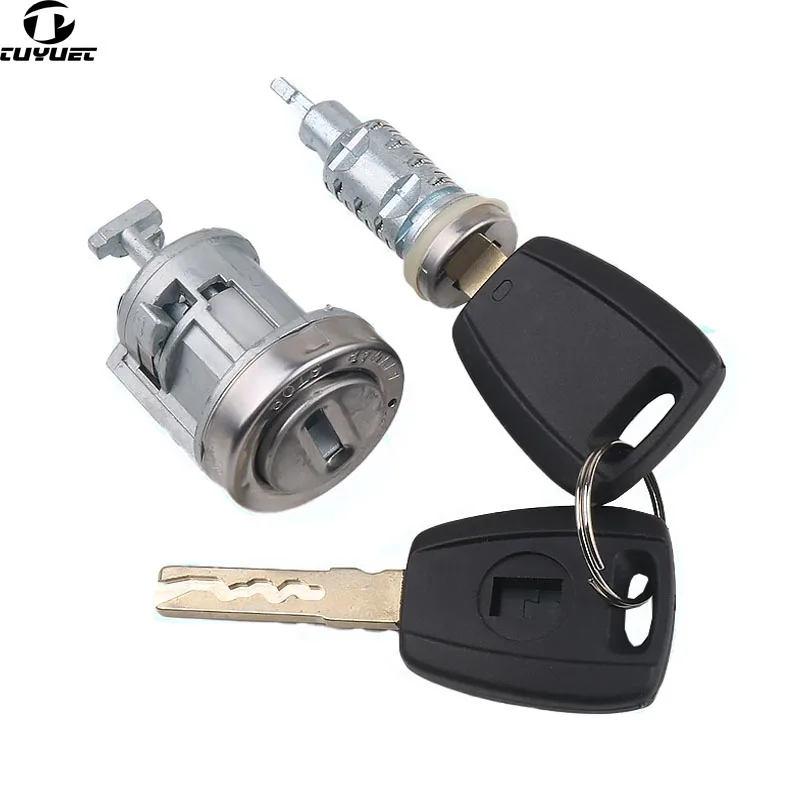 Full Auto Lock Zylinder für Fiat 1PCS Türschloss Zylinder Plus 1PCS Zündung Schloss mit 2 Schlüssel SIP22 klinge – Detail 7