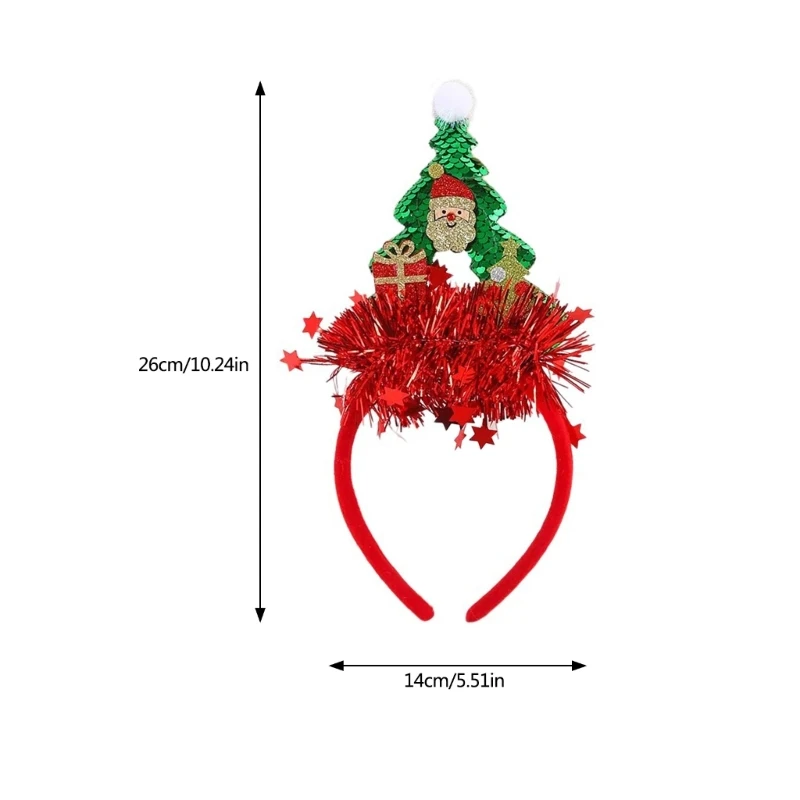 Sequined Christmas Decorative Hairhoop New Year Party Christmas Tree Headband Festival Decors Family Gathering Headwear