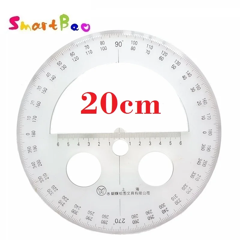 360 Degree Protractor Double Scale Value Diameter 20cm Ruler Transportador De Angulos 360º Gradenboog Cirkel