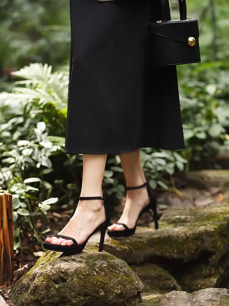 Neue 2025 Schwarz Sexy Open-Toe High Heels Damen Sommer Dünne Ferse Ultra-Hohe Plattform Wasserdichte Stiletto Schuhe koreanischen Stil – Detail 5