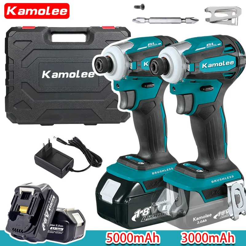 Kamolee 588N.m 18V LXT® Lithium‑Ion Brushless Cordless 1/4'' Quick‑Shift Mode™ 5‑Speed Impact Driver With 3 LED Light quick easy 2 13mm range keyless impact drill chuck hand tool with lock and sds adaptor