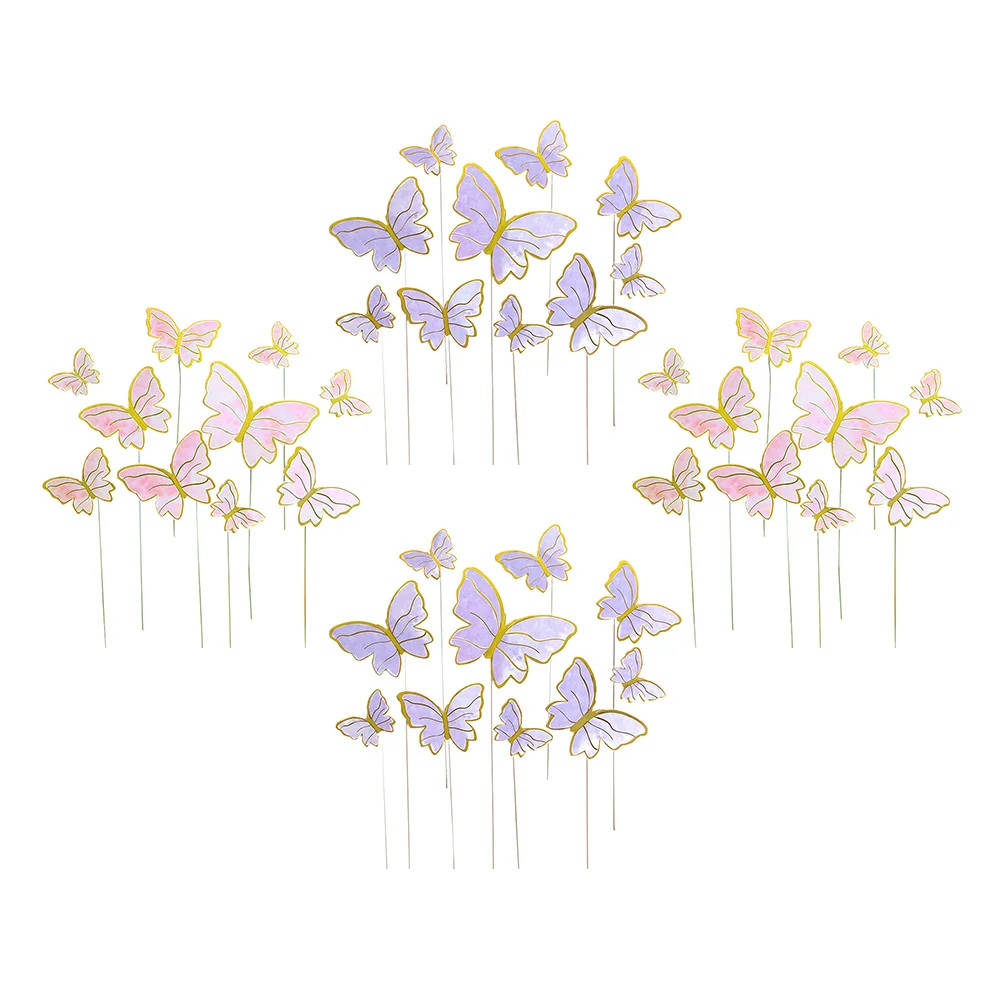 

200 Pcs Butterfly Cake Insert Dessert Topper Paper Cups Butterflies Cupcake DIY Decor Pick Picks