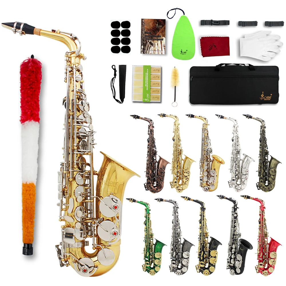 Description Picture 2 of itemSLADE Alto Saxophone Eb Professional Woodwind Instrument Brass Gold Lacquer Eb E Flat Alto Sax With Case Parts & Accessories