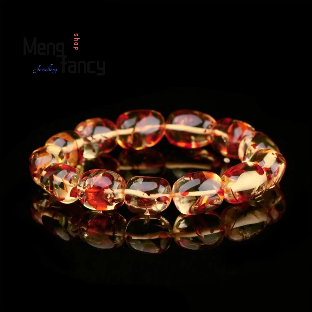 Natural Amber Beeswax Float Flower Elliptical Bracelet Personalized Exquisite Fashion Luxury Jewelry Best Selling Holiday Gifts