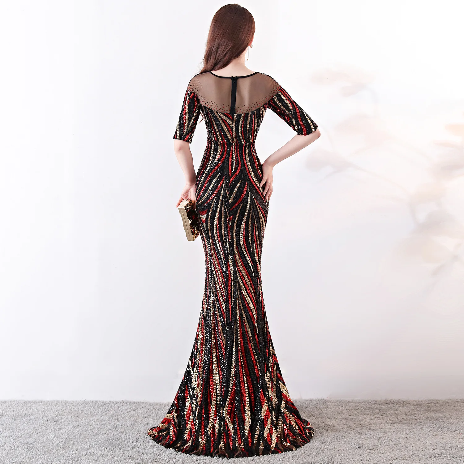 evening gowns for women 2022 Spring Elegant mermaid evening dresses formal prom dresses Half Sleeve evening gown party dresses formal gowns