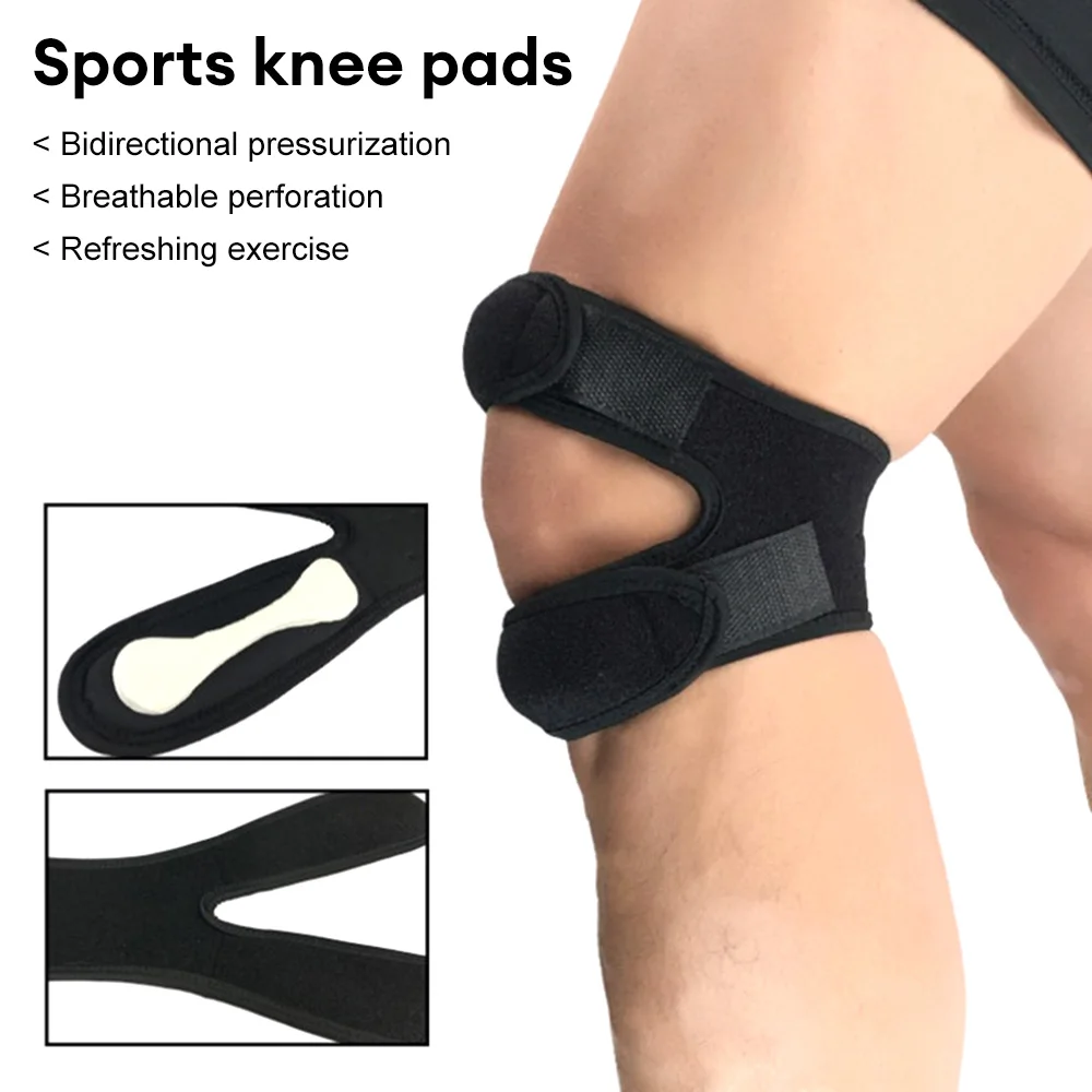 

1 PC Sport Kneepad Double Patellar Knee Strap Adjustable Anti-Slip Knee Support Open Knee Wrap Band for Injury Joint Pain Relief