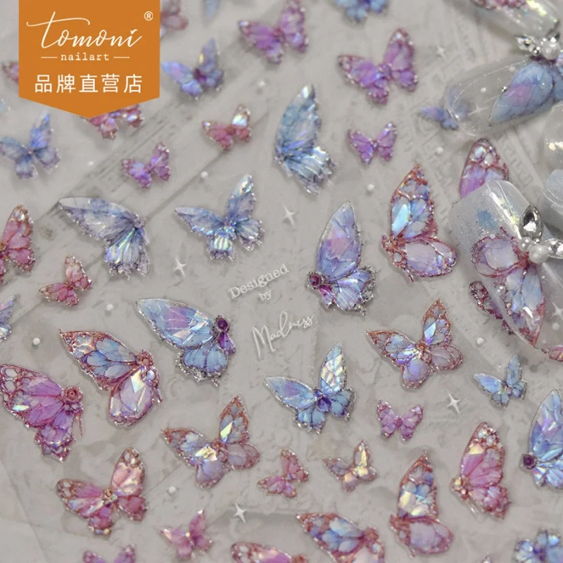 

[Meow.Sensei] Tomoni Shell Light Nail Stickers Popular Retro Nail Sticker Factory Wholesale Japanese Rose Butterfly 3770