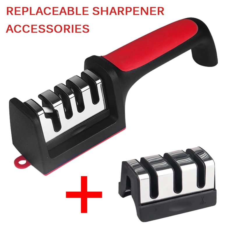 Kitchen 3/4-Segment Knife with Gift Sharpener Household Multi-Functional Hand-Held 3/4-Purpose Black Sharpening Stone