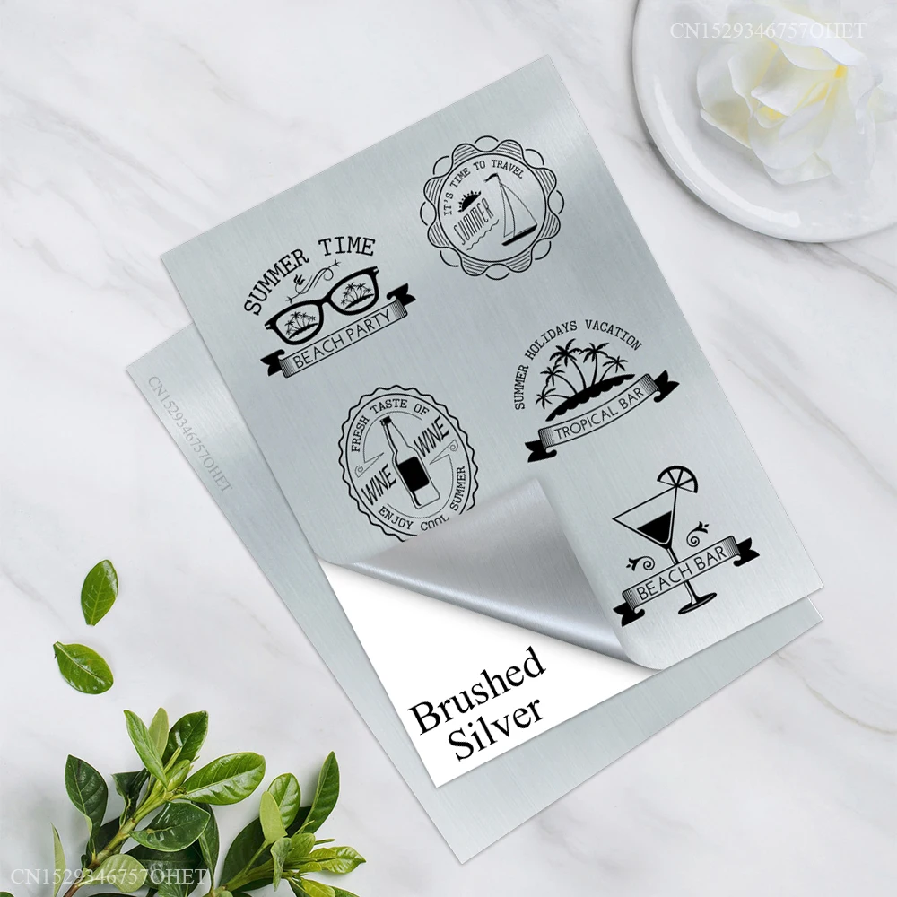 10 Sheets Printable Vinyl Sticker A4 Paper Sheet for Inkjet Printer Brushed Silver Waterproof Copy Paper Self Adhesive Sticker