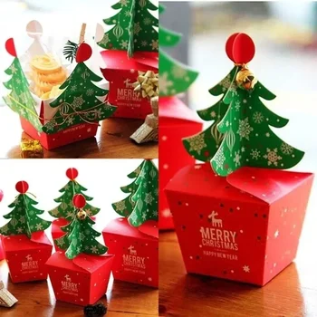 New 20PCS Christmas Advent Candy Box Santa Paper Gift Box Christmas Tree Christmas Gift Packaging Paper Box