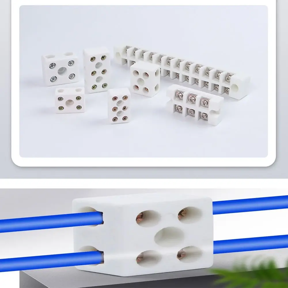 Description Picture 2 of item1 In 1 Out Ceramic Wiring Terminal Block 2 In 2 Out High-temperature Resistant Screw Wire Connector Terminals