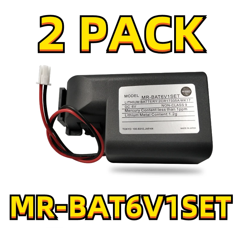 

2 PACK Original NEW MR-BAT6V1SET MR-BAT6V1-SET For Mitsubishi Servo MR-J4 6V PLC Lithium Battery With Connectors