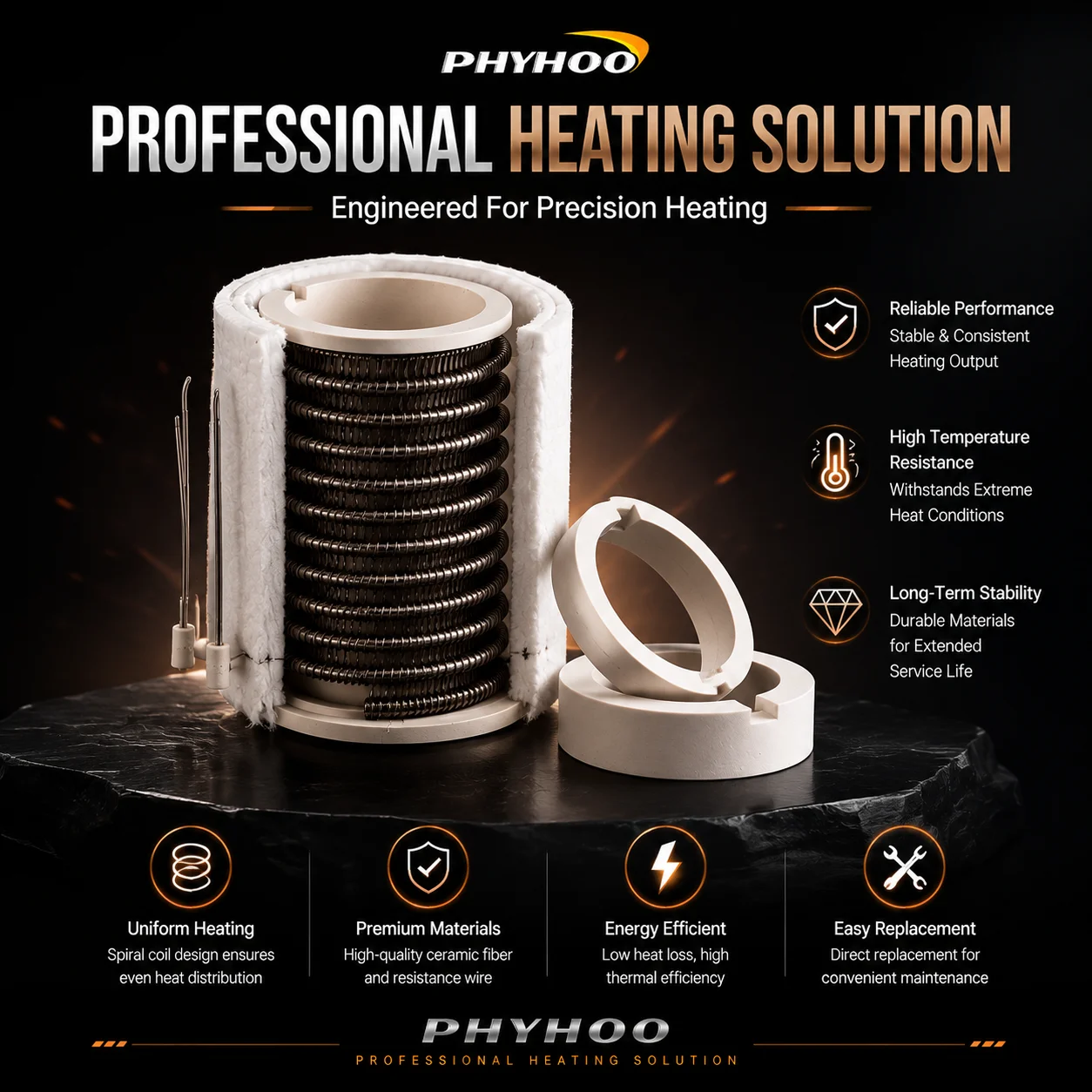 PHYHOO Electric Heating Coil Assembly Kit Jewelry Melting Furnace Ceramic Fiber Insulation Replacement Element Gold Silver