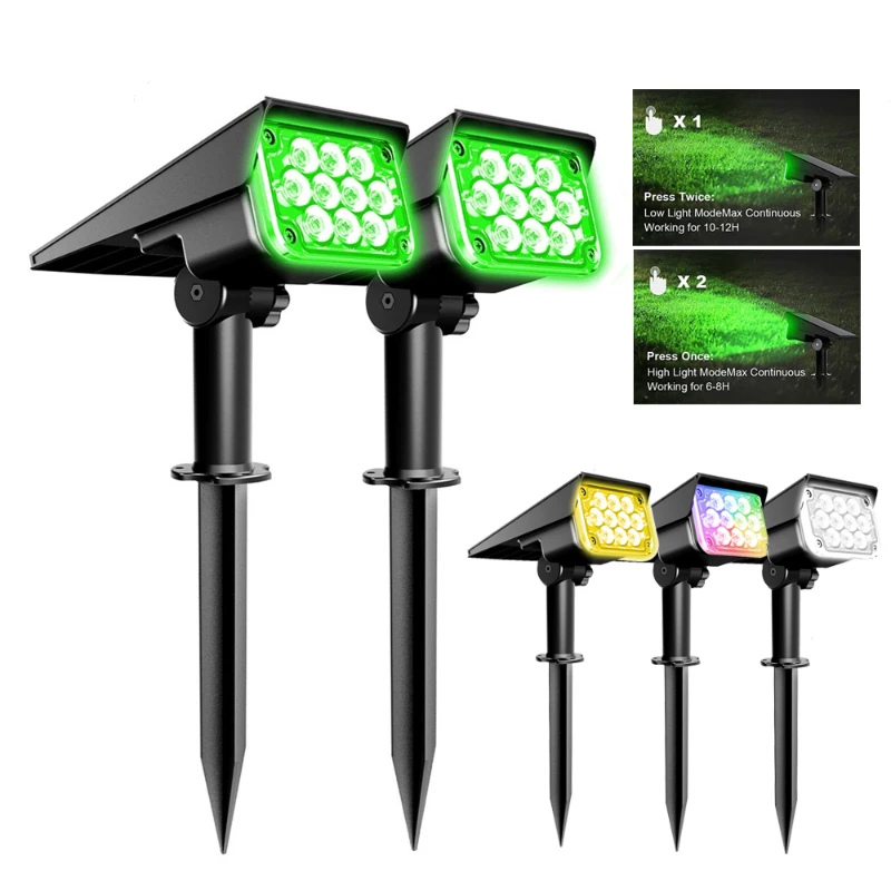 4Pcs Outdoor Solar Power Lights Adjustable Lamp Temperature Garden Lighting IP65 Super Bright Spotlight Lawn Festival Decoration bright fluorescence light glow sticks bracelets necklaces neon for wedding concert colorful glow stick party decoration supplies