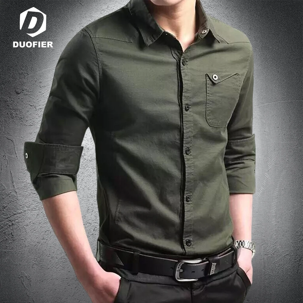 

New Men's Casual Shirt 5XL 6XL Male Overshirt 2023 Military Cotton Shirts Men Brand Clothing Leisure Lapel Solid Shirt Blouse